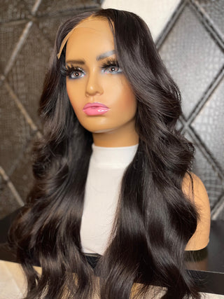 24" 5x5 Human Hair Middle Part Closure Wig